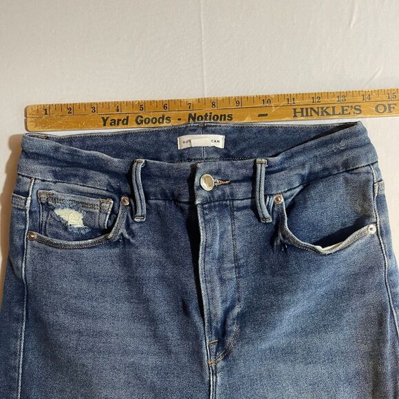 Good American Good Waist Raw Hem Distressed Skinny Jeans Size 8/29 - Picture 6 of 8